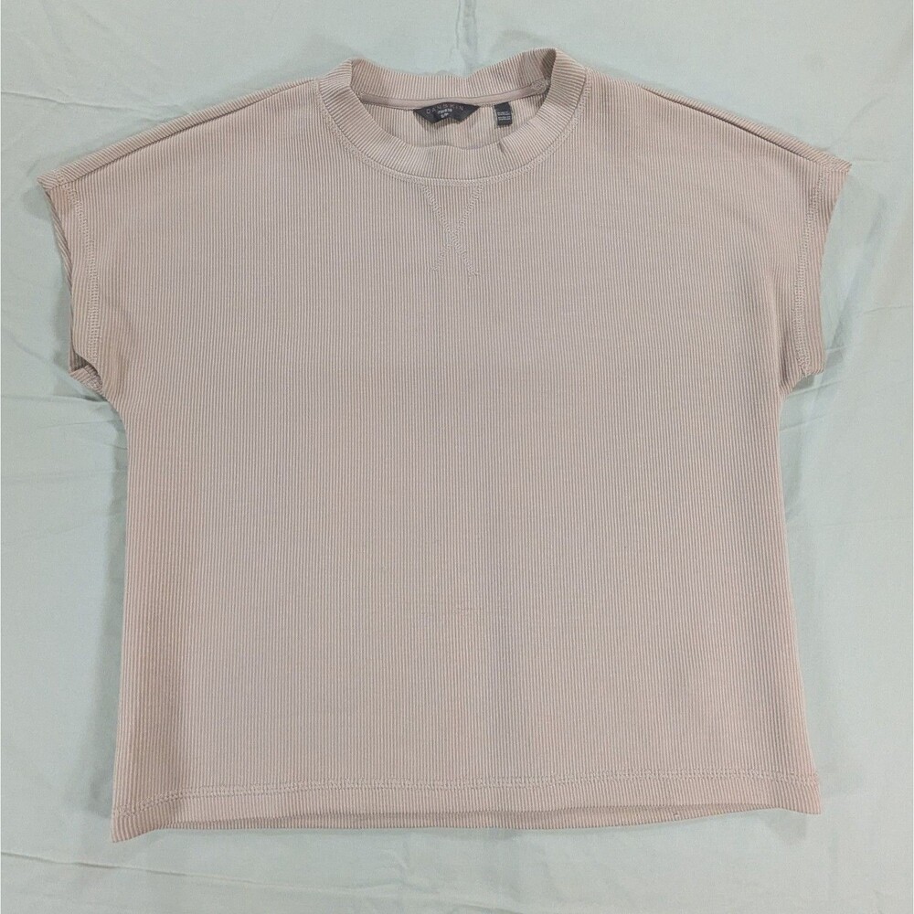 Danskin Top Women Small Beige Cap Sleeve Ribbed Causal